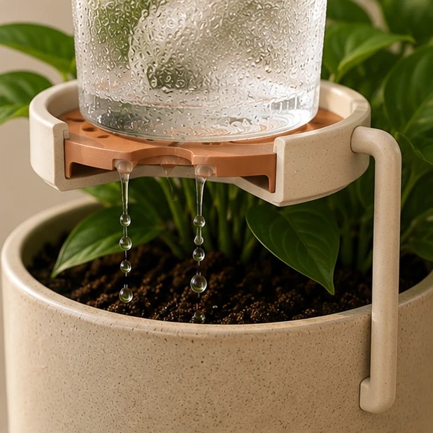 Condensation dripping from the coaster into the soil